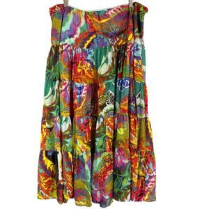 Women’s Green Tag Ralph Lauren Jungle Multicolor Maxi Skirt Sz 2X